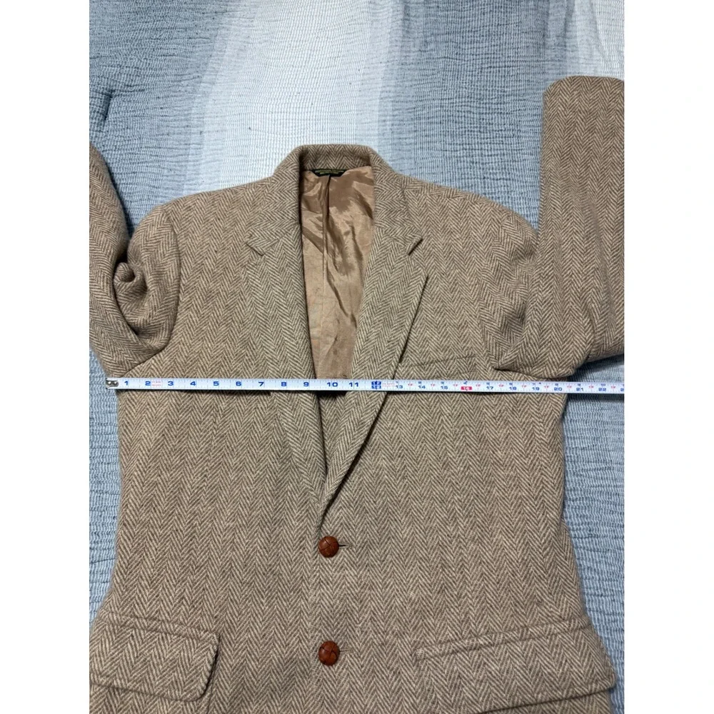 Vintage Cape Cod Blazer Herringbone Tweed 100% Pure Wool Sport Coat Brown Men 42
